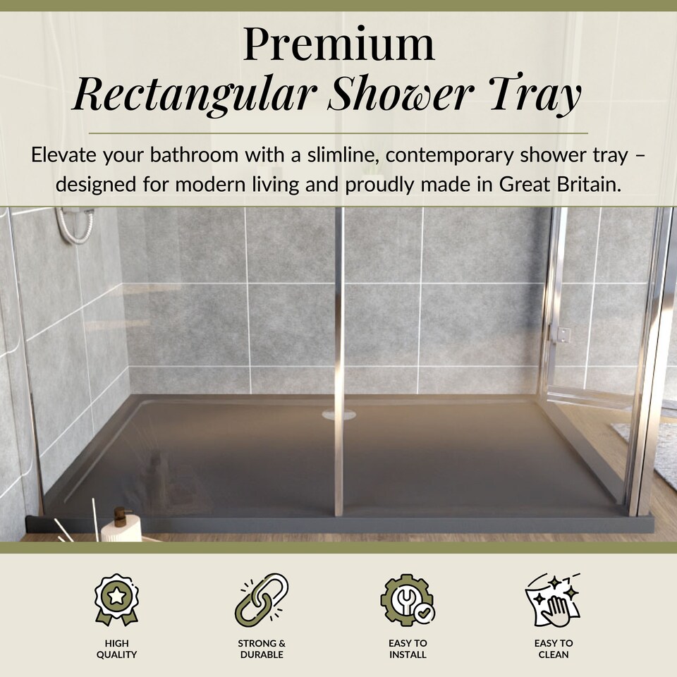 image 1 of Balterley Premium Rectangular Shower Tray | Grey | Grey Slate | 1