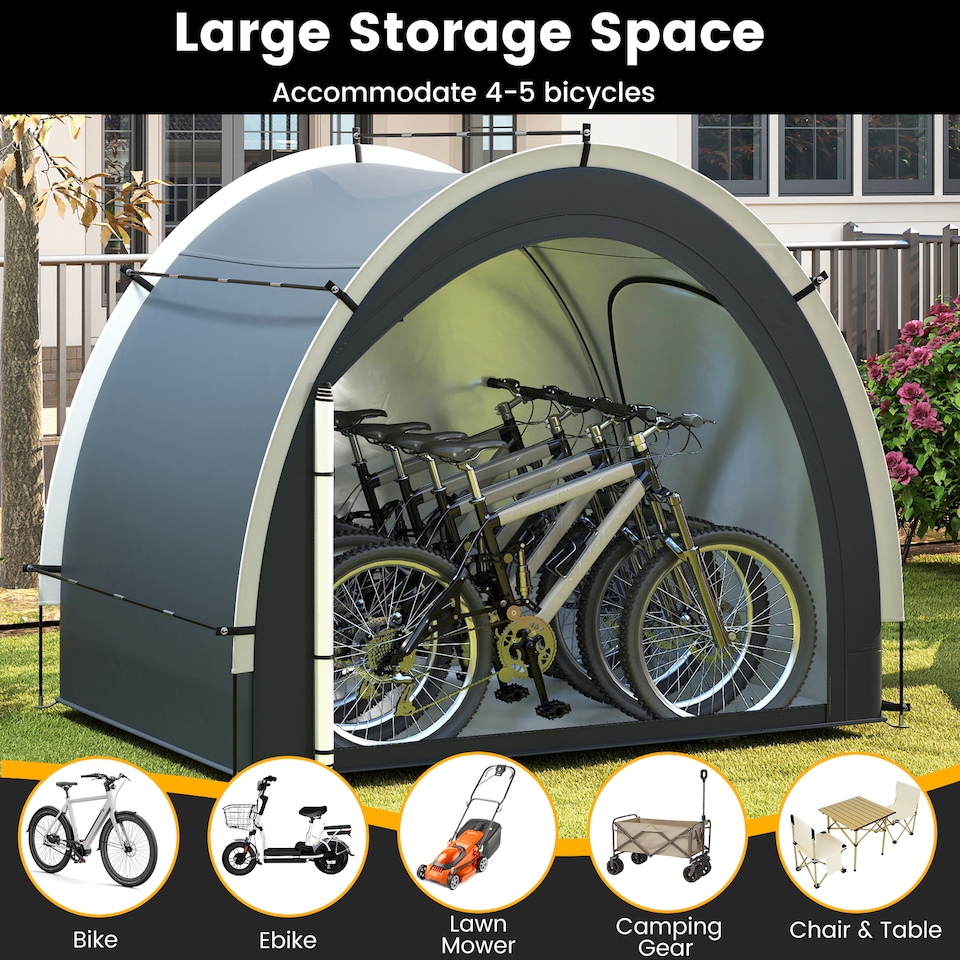 image 1 of COSTWAY Bike Storage Shed Tent Outdoor Bike Cover Bicycle Tent-Black