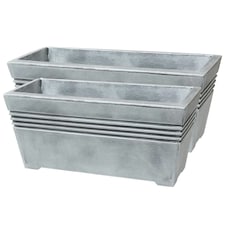 2 x Trough Grey Venice Trough Plant Pot Ideal For Indoor & Outdoor Flower Planting Grey