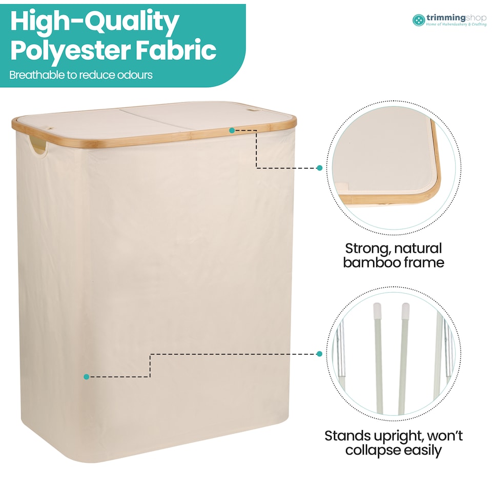image 1 of 140L Foldable Laundry Basket with Lid, Polyester Clothes Hamper