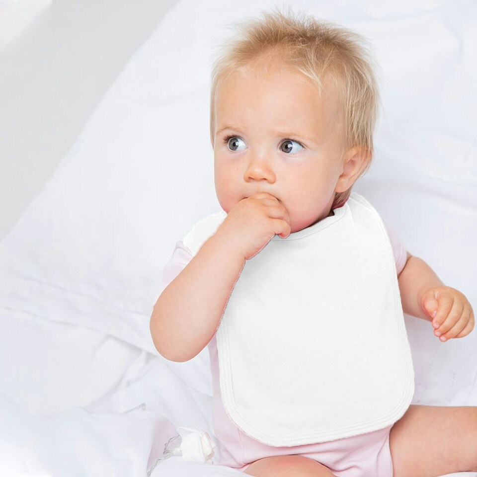 image 1 of Larkwood Baby Unisex Plain & Contrast Bib - White - One Size