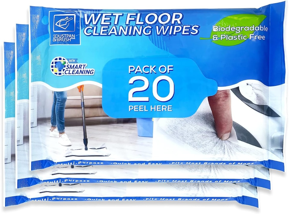 image 1 of Wet Floor Cleaning Wipes (Pack of 20) Wood & Tile Floor Streak-Free Wet Mop Cloths Compatible with Most Brands