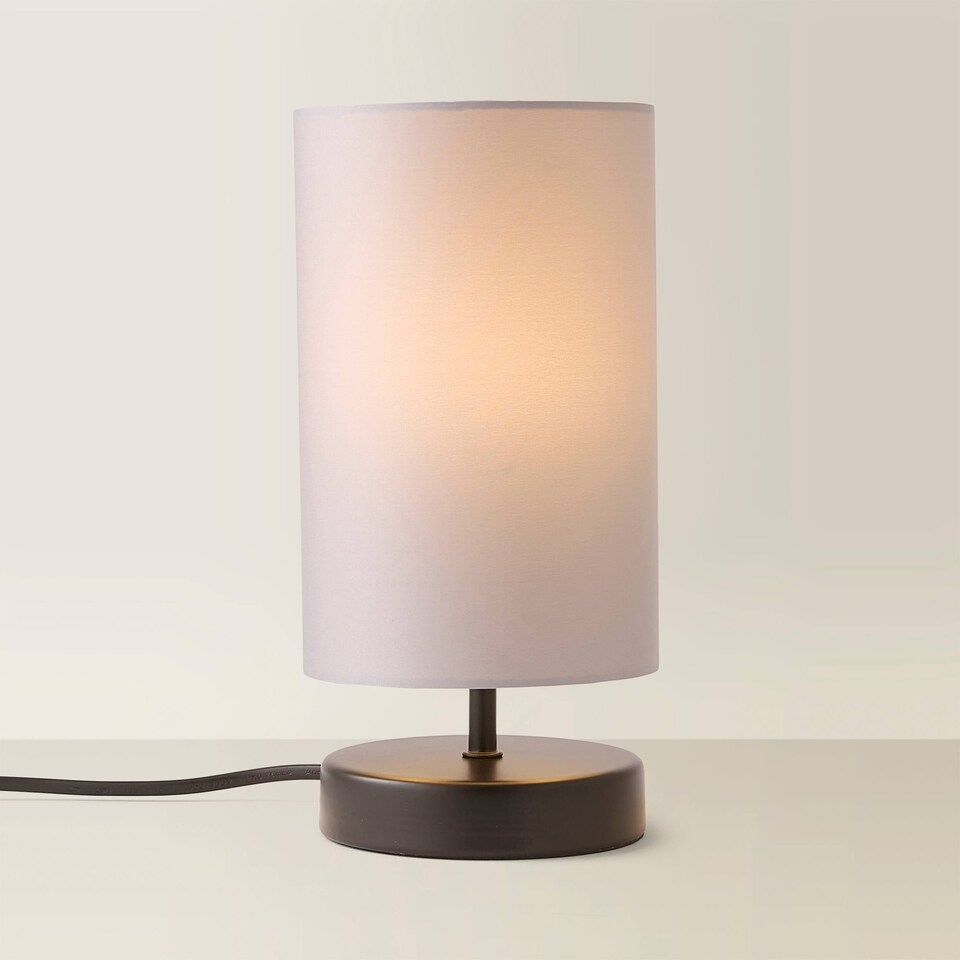 image 1 of ValueLights Francis Pair Black Touch Table Lamps Grey Shades | Black | Grey
