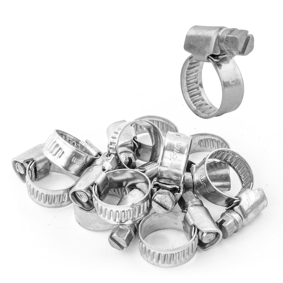 image 1 of KCT Universal 10-16mm Stanless Steel Clips for Hose Pipe - 10 Pack