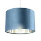 image 5 of CGC NILA Luxury Teal Velvet & Silver Round Pendant Drum Lamp Shade Blue