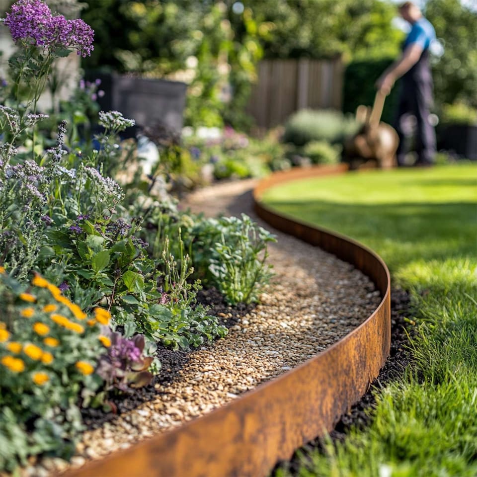 image 1 of Nicoman Pre Rusted Metal Lawn Edging Border, Garden Edging | Bronze | Rust | 5m | 1