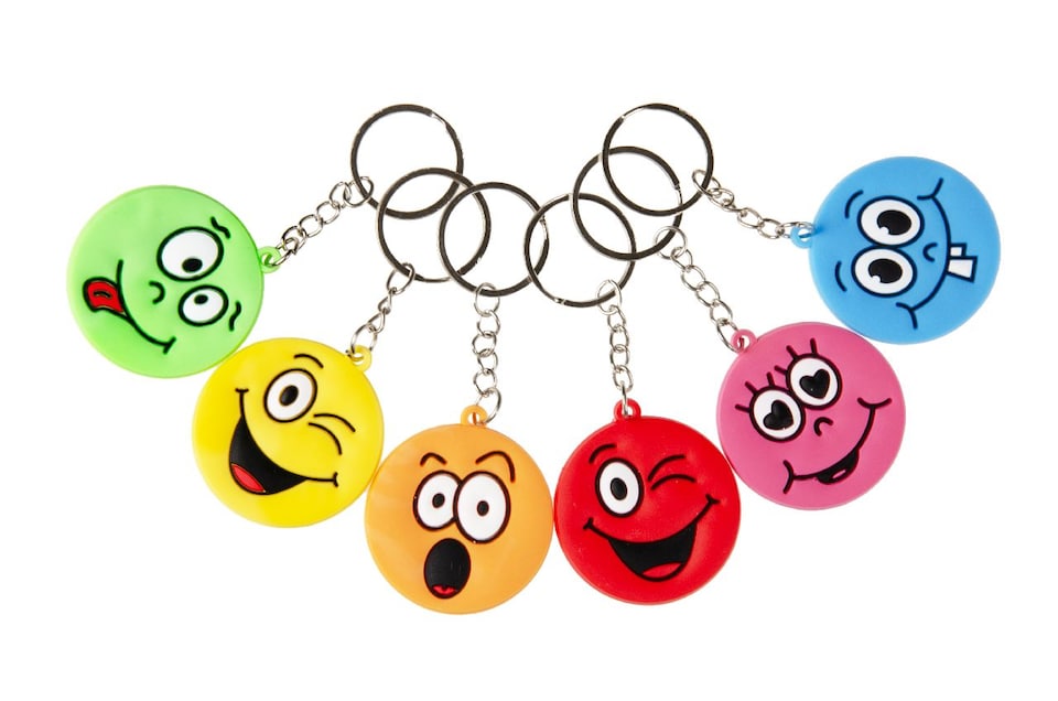 image 1 of Pack of 12 Emotion Face Design Keychains - Treat or Trick Theme Party Bag Filler