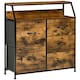 image 1 of HOMCOM Bedroom Chest of Drawers, Industrial 5 Fabric Drawer Dresser with Open Shelf for Living Room, Rustic Brown