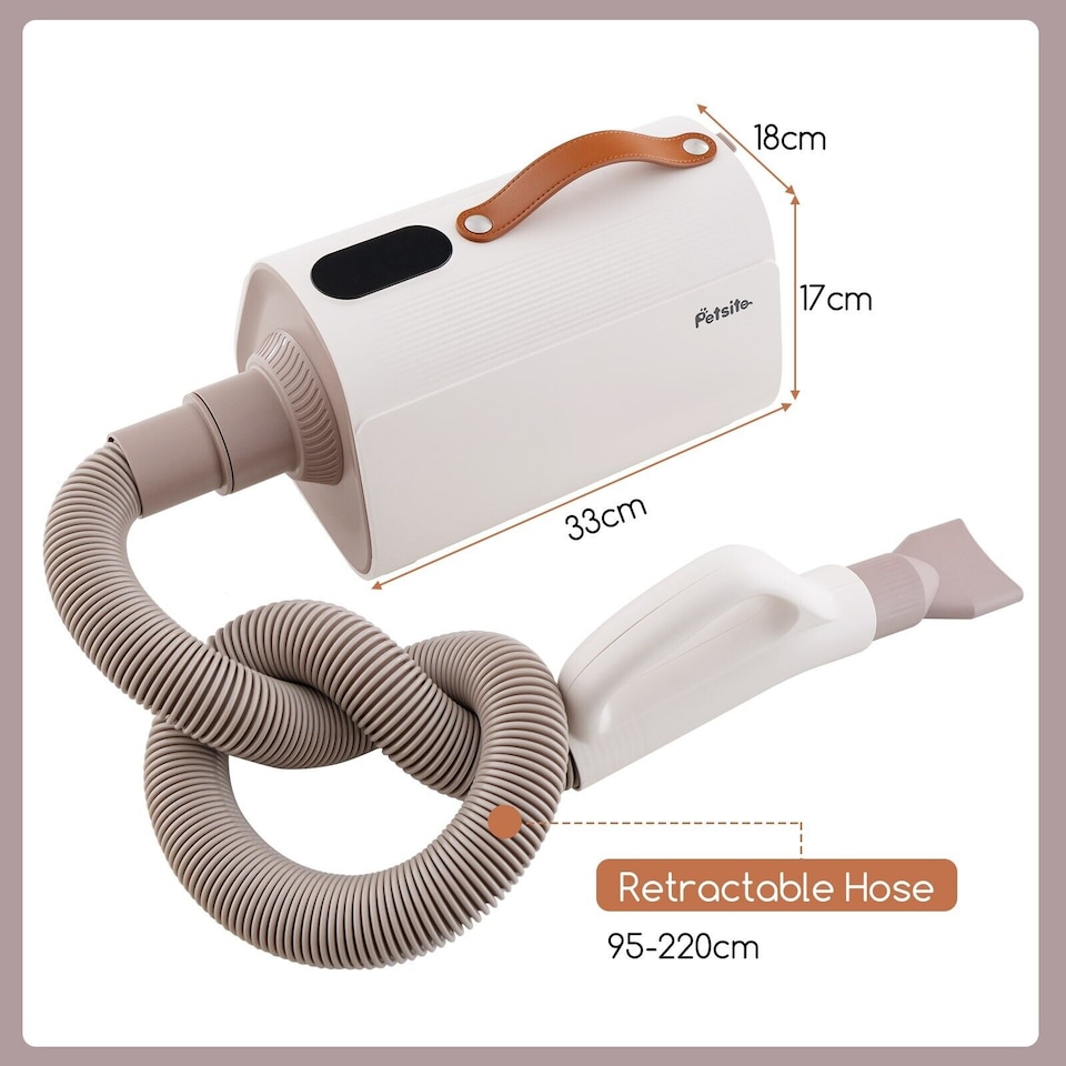 image 1 of Dog Dryer Cat Hair Blower High Velocity Pet Grooming Dryer Adjustable Temperture