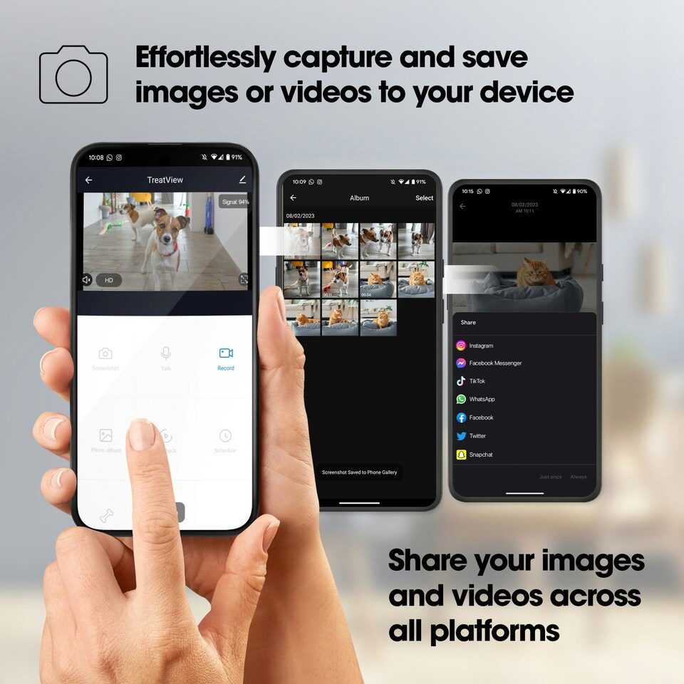 image 1 of Closer Pets TreatView Pet Camera with Treat Dispenser (iOS/Android Compatible) | White