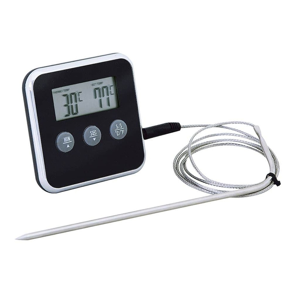 Using A Meat Probe Meat Thermometer/Timer: Digital Kitchen Timer with Meat Thermometer ...