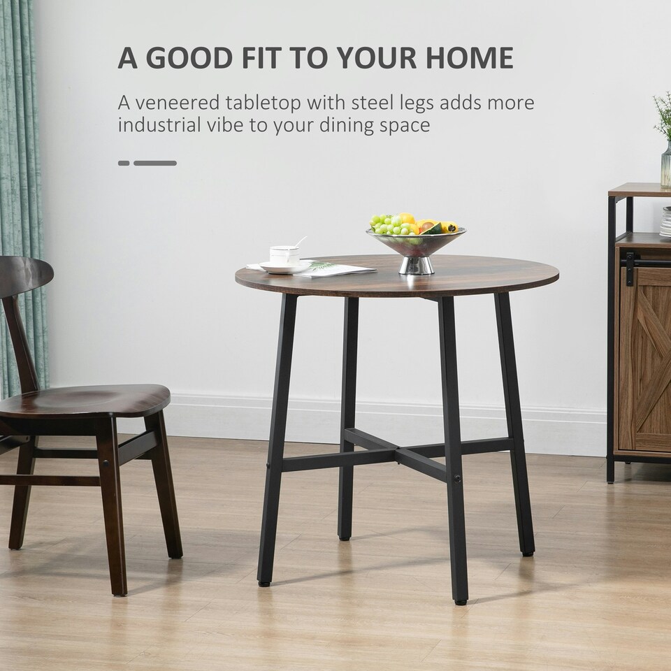 image 1 of HOMCOM 80cm Round Kitchen Table, Dining Table for Small Spaces, Steel Leg