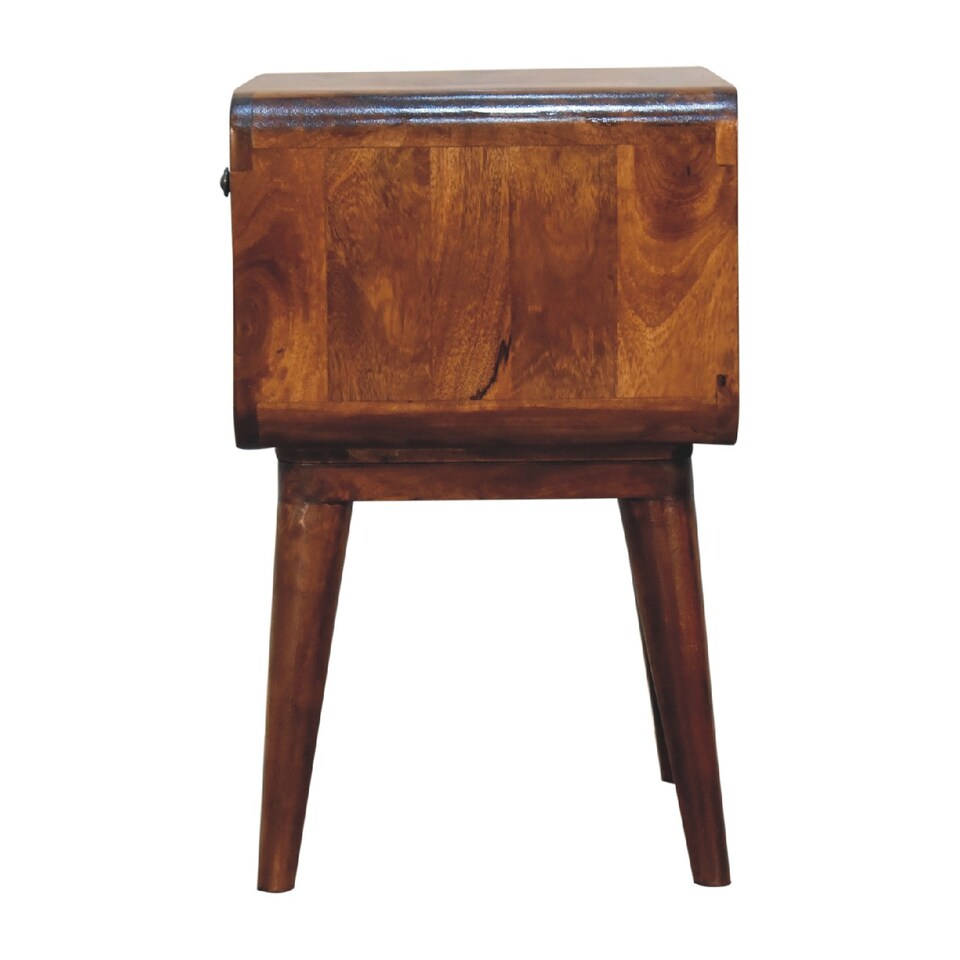 image 1 of Artisan Furniture Solid Wood Curve Open Slot Chestnut Bedside, 1 drawer & 1 Shelf, Brown