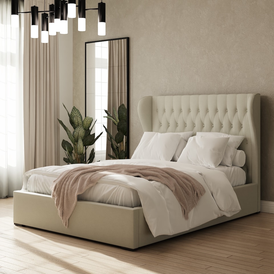 image 1 of Dakota Ottoman Storage Bed Double Natural | Cream | Natural