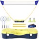 image 1 of HOMCOM Foldable Badminton Net Set with 2 Pairs of Rackets 2 Nylon Shuttlecocks
