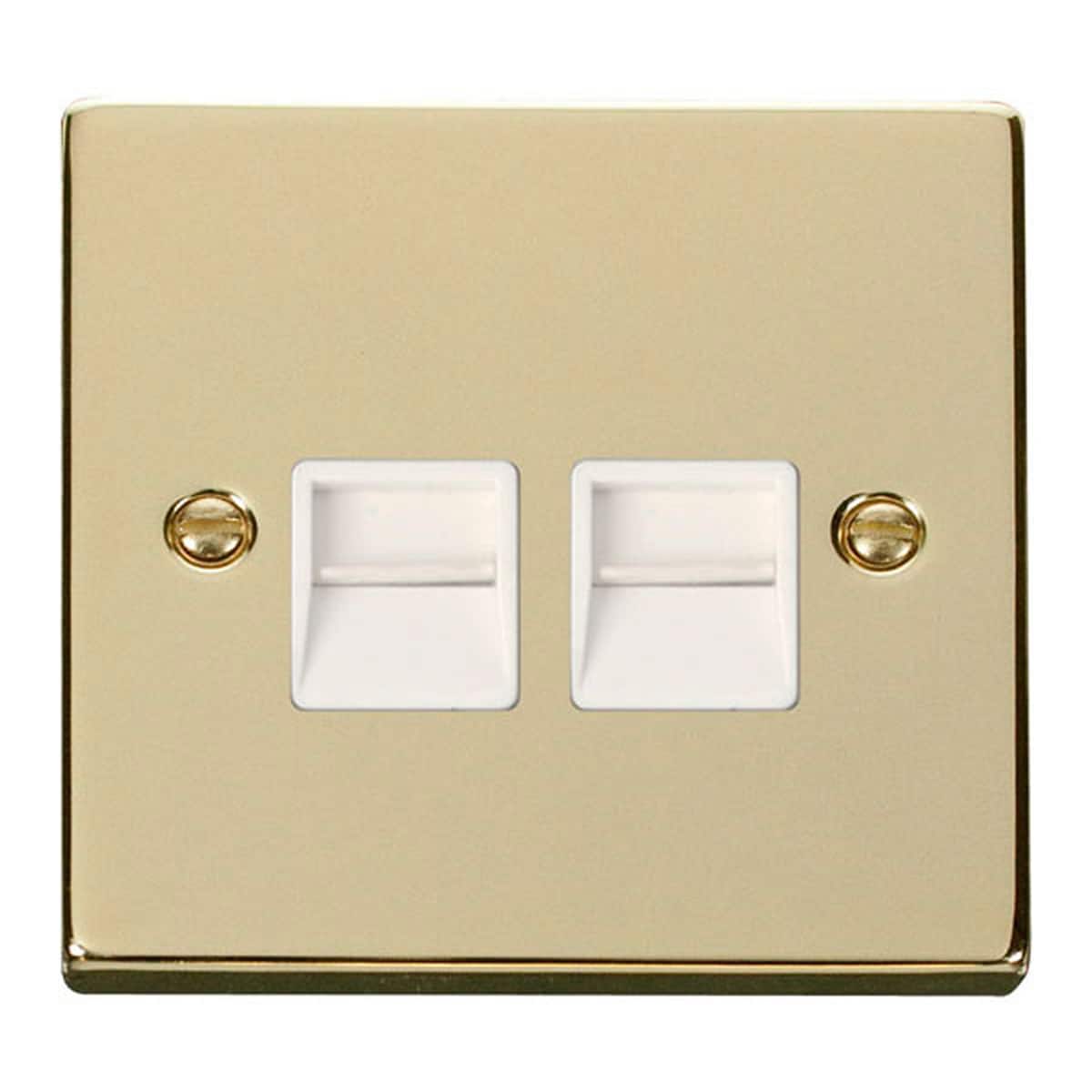 SE HOME Polished Brass Secondary Telephone Twin Socket Gold Polished Brass