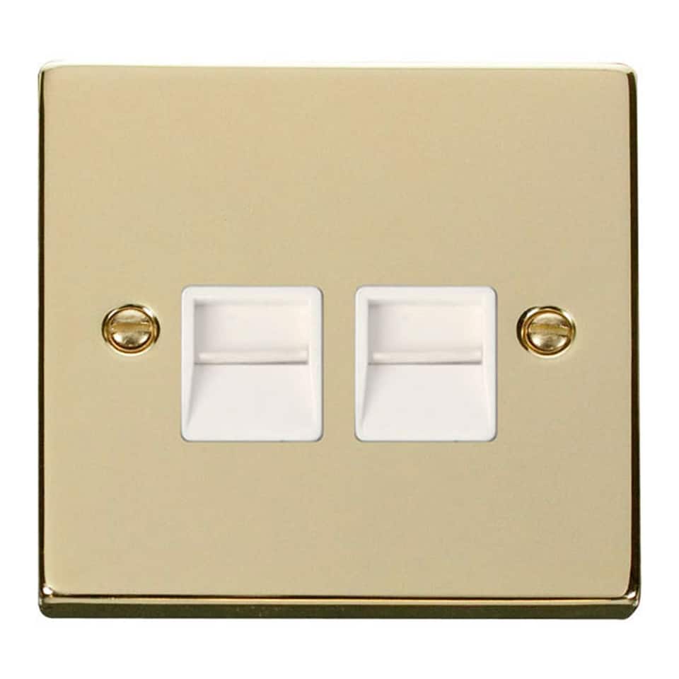 image 1 of SE HOME Polished Brass Secondary Telephone Twin Socket | Gold | Polished Brass