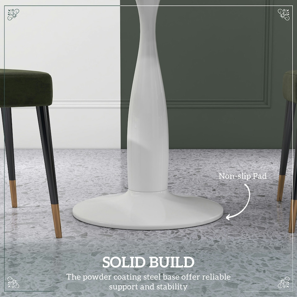 image 1 of HOMCOM Round Dining Table with Steel Base for Living Room, Dining Room