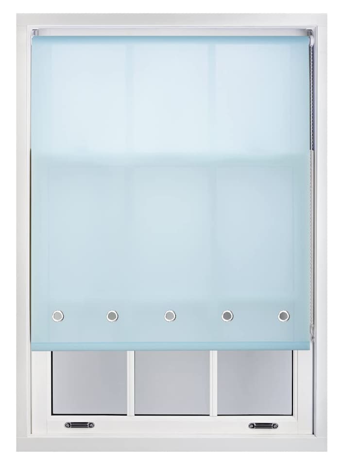 image 1 of FURNISHED Roller Blinds Daylight Round Eyelet Light Filtering Easy Fit Trimmable Window Blind | Blue | Duck Egg Blue | (W) 75cm x (L) 165cm