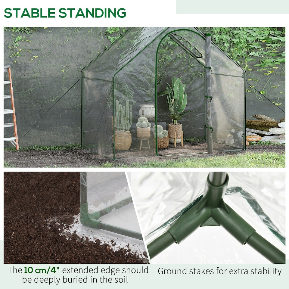 image 1 of Outsunny Portable Walk-in PVC Greenhouse w/ Zipped Door for Flowers Plant