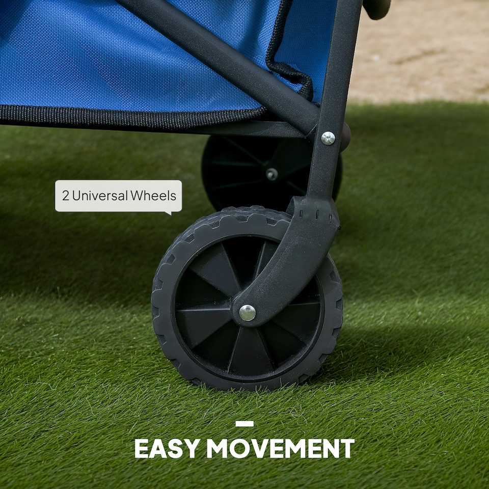 image 1 of Outsunny 62L Festival Trolley, 120kg Heavy Duty Folding Trolley Cart, Blue