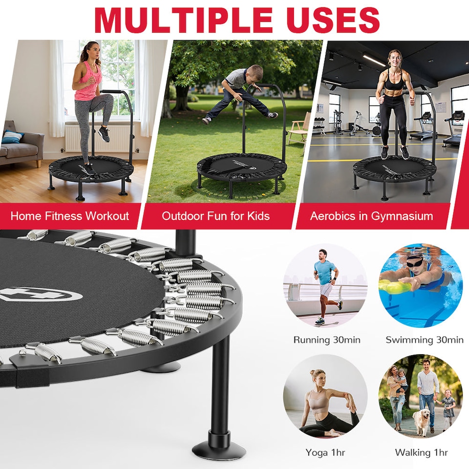 image 1 of Homefitnesscode Folding Fitness Trampoline Rebounder 40 Inch