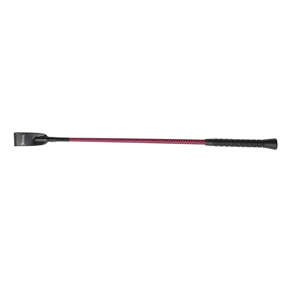image 1 of Shires Threaded Leather Horse Riding Whip - Navy/Red - 21in