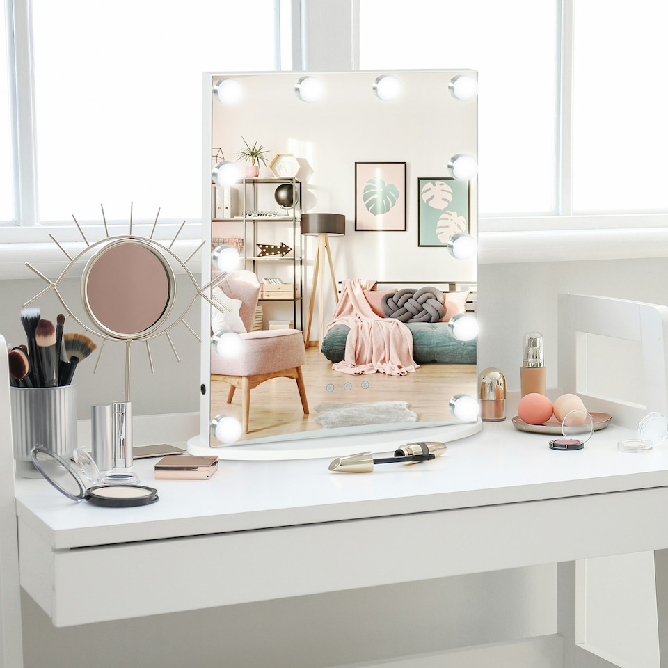 image 1 of HOMCOM Hollywood Makeup Mirror with Led Light Dimmer Cosmetic Beauty Stage