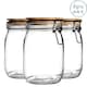 image 1 of Argon Tableware Wooden Clip Lid Storage Jars - 1 Litre - Clear Seal - Pack of 6