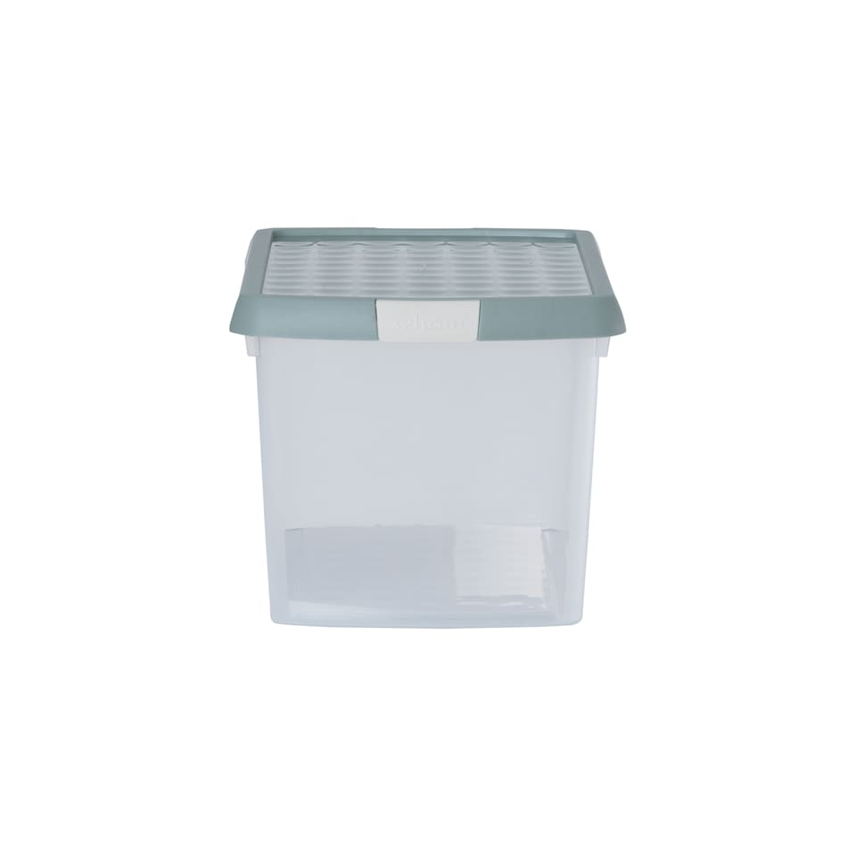 image 1 of Wham Clip 5x 14L Rectangular Plastic Storage Boxes with Clip Lock Lids. Ideal for Home, Office, Toys & More - Clear/Green Milieu | Green | Green Milleu | 5