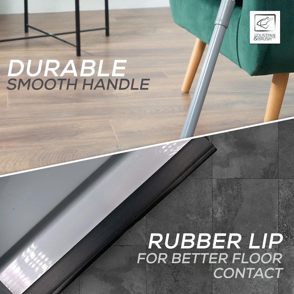 image 1 of Indoor Soft Sweeping Broom and Dustpan Set Long Handle Floor Brush for Wood and Tile