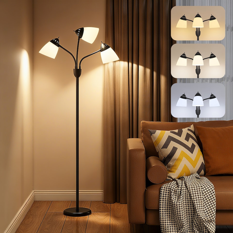 image 1 of HOMCOM Arc Tree Floor Lamp with 3000K/4500K/6500K Colour Temperatures Black