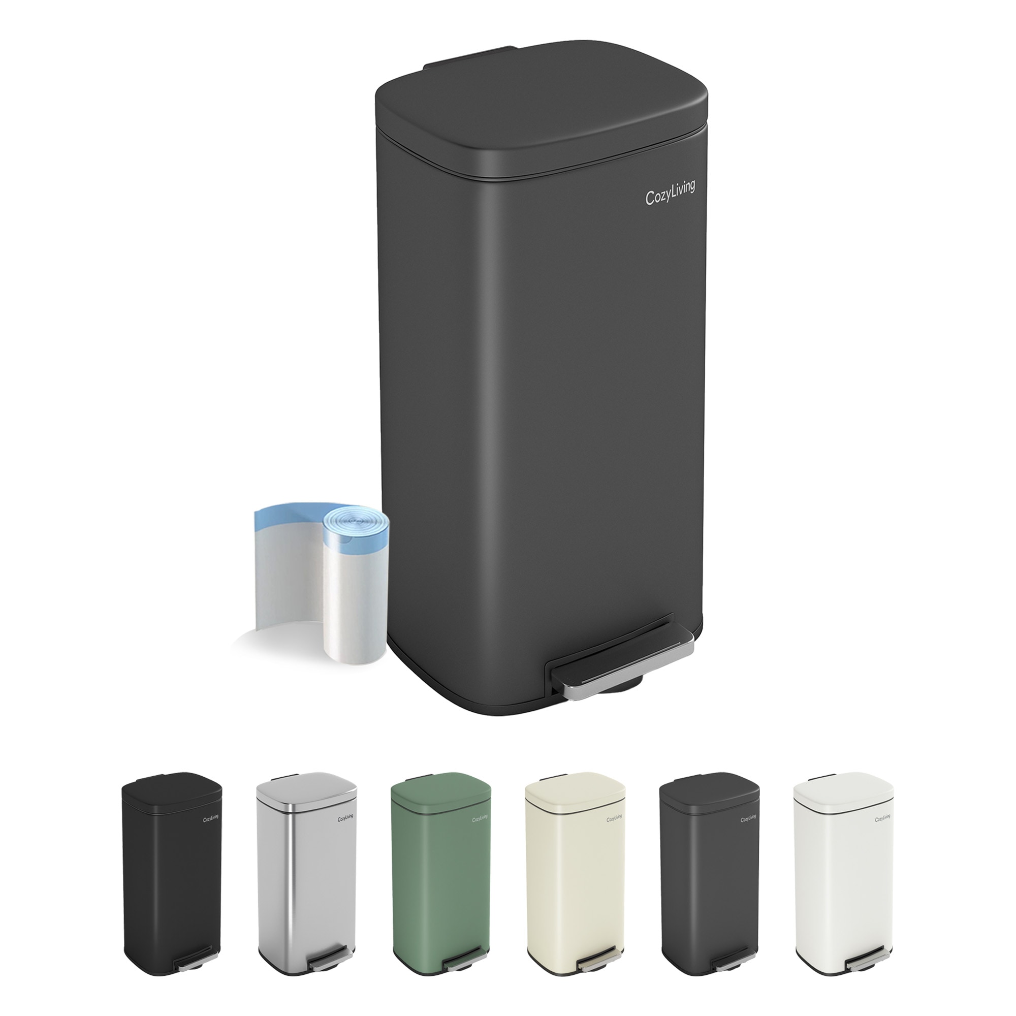 MCC Direct 50L Pedal Bin Kitchen & Bathroom Household Rubbish Office Waste Bin in Grey