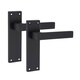 image 3 of Golden Grace 5 Sets Victorian Straight Delta Door Handles in Matt Black with 1 Pair of 3" Ball Bearing Hinges & Latches Pack - 150mm x 40mm Backplate Black