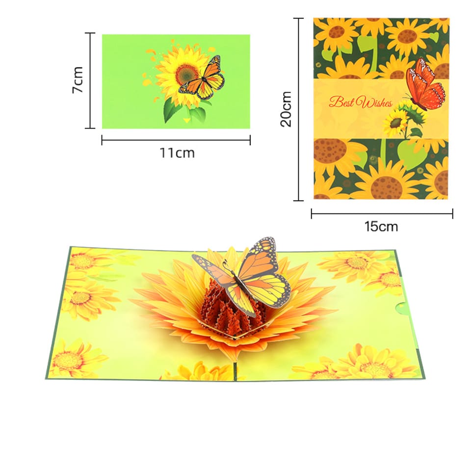 Sunflower Butterfly 3D Pop Up Greeting Card - Tesco Groceries