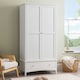 image 2 of Christow White Double Wardrobe with Drawer 2 Door Bedroom Storage Furniture Cupboard