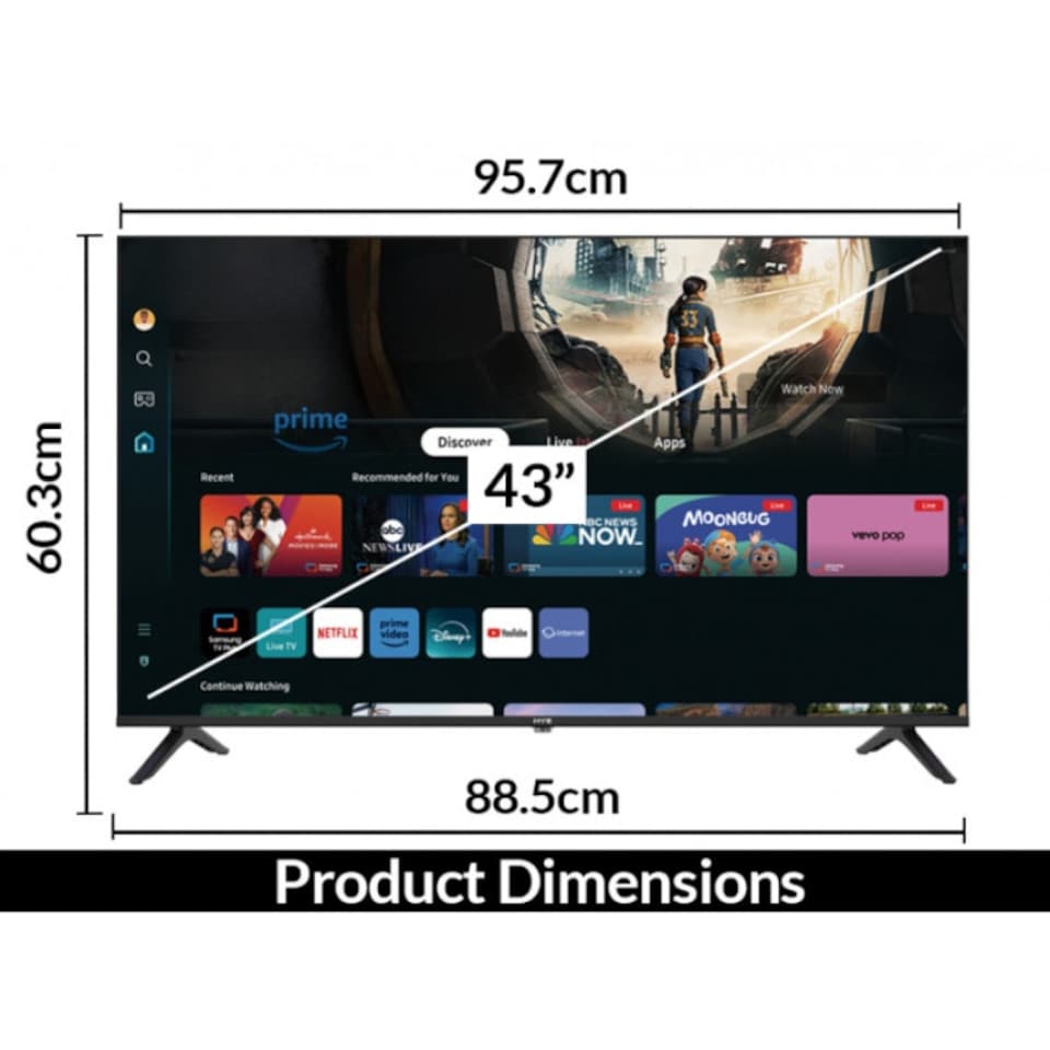 image 1 of HYE 43" 4K LED Tizen OS WiFi Frameless Smart TV - 43UHDS2008