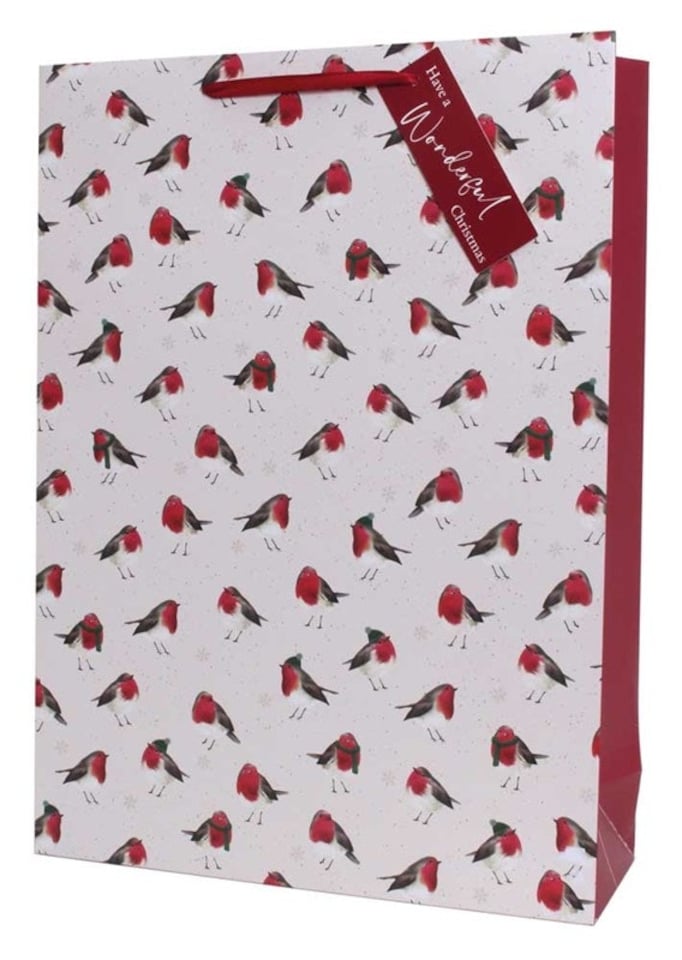 Pack of 12 Robin Pattern Extra Large Christmas Gift bags