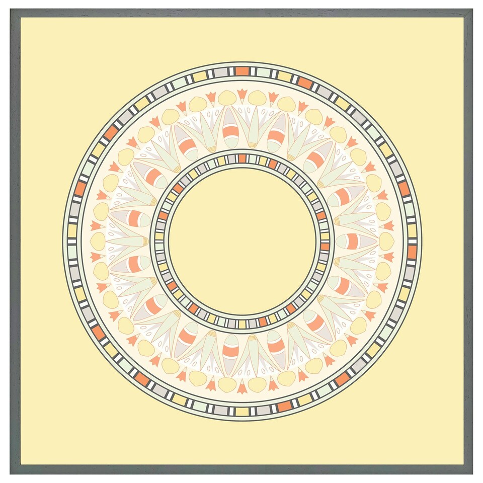 image 1 of Yellow circle ornament. round frame (Picture Frame) Black | M