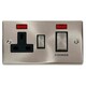 image 1 of SE HOME Satin / Brushed Chrome Cooker Control Ingot 45A With 13A Switched Plug Socket & 2 Neons Black | Satin Chrome