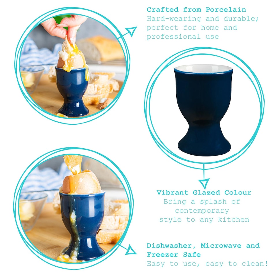 image 1 of Argon Tableware Coloured Ceramic Egg Cups - 5cm - Navy - Pack of 6