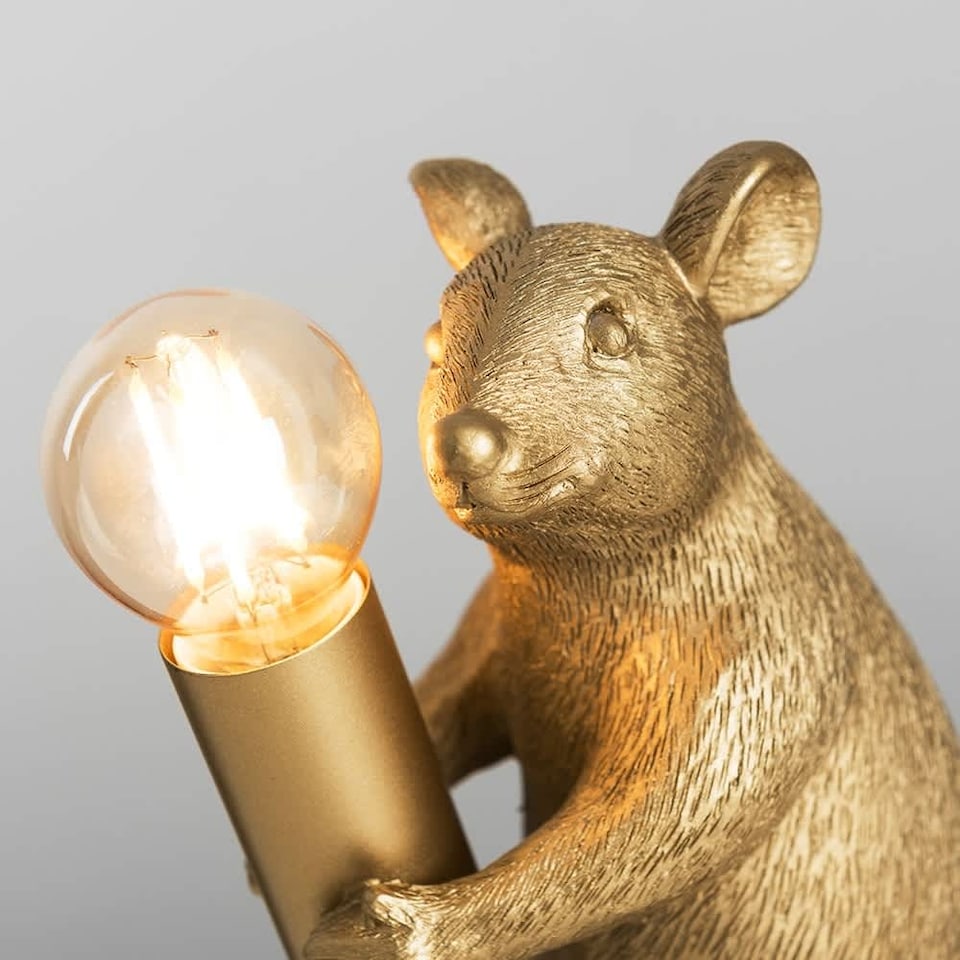 image 1 of ValueLights Modern Metallic Gold Painted Rat Design Table Lamp
