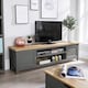 image 1 of Console TV Stand Television Unit Living Room Furniture Oak Solid | Grey