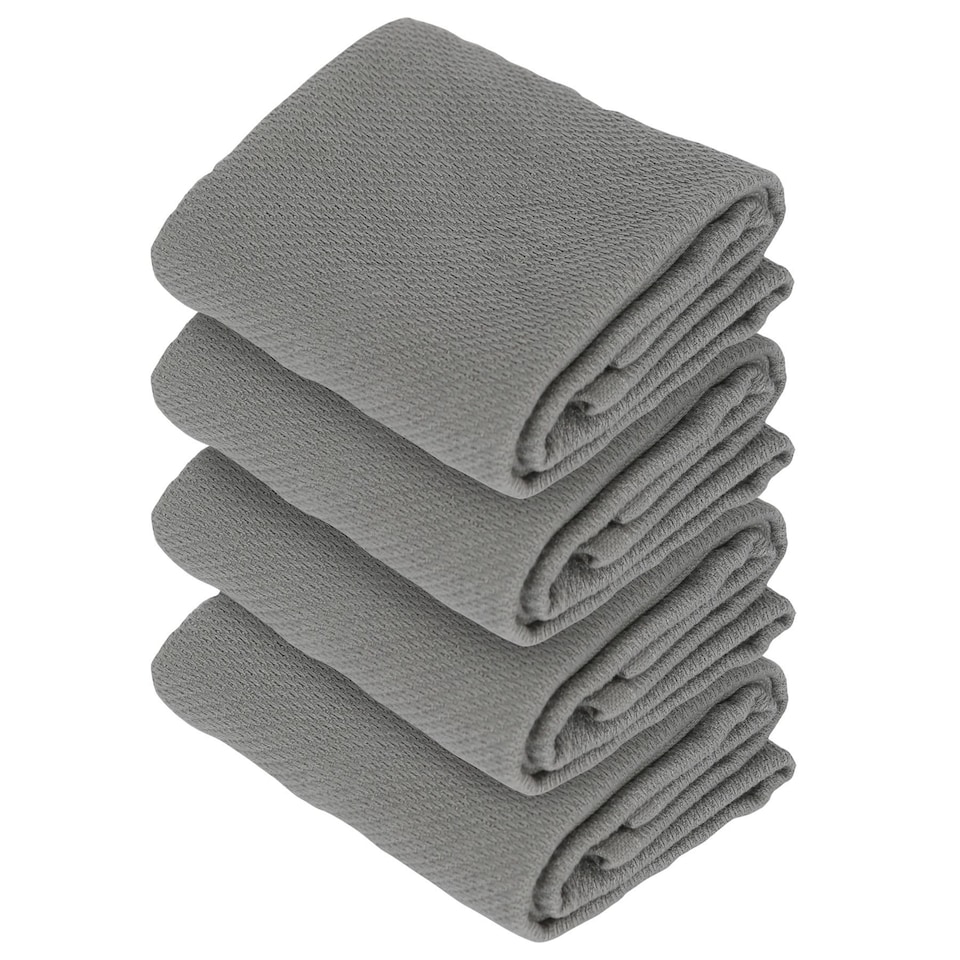 image 1 of Nicola Spring Deluxe 100% Cotton Tea Towels - 60cm x 40cm - Grey - Pack of 4