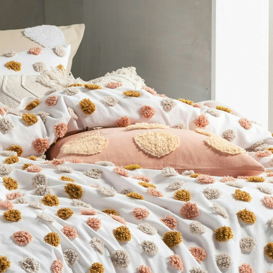 image 1 of Linen House Haze Tufted King Duvet Cover Set
