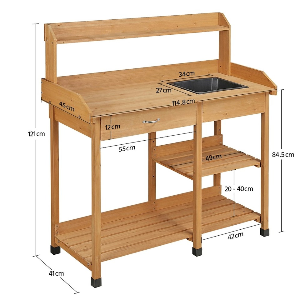 image 1 of Yaheetech Potting Bench Outdoor Garden Work Bench