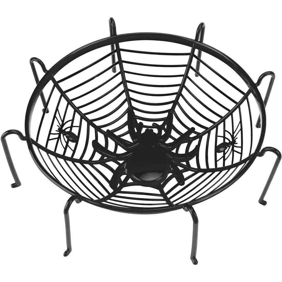 image 1 of VFM e-Store Halloween Sweet Bowl - 26cm 3D Spider Web Basket Bowl with Legs