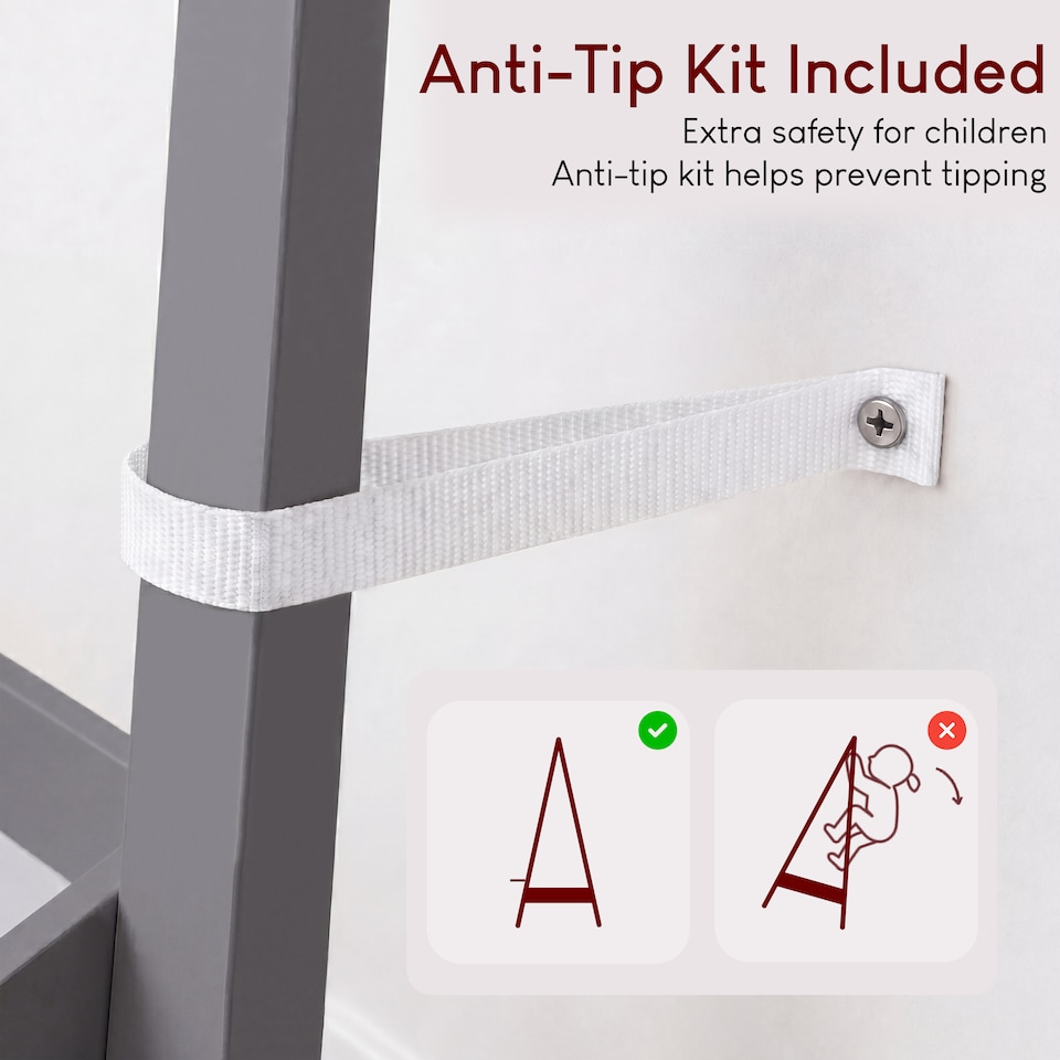 image 1 of Junior Vida Kids Bedroom Furniture Space Saving Foldable Clothing Rack - Grey
