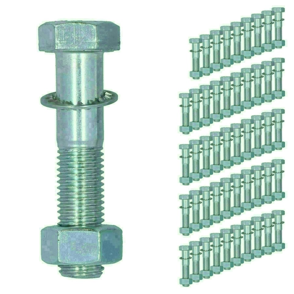 image 1 of M16 (16mm) x 75mm High Tensile Tow Bar Ball Fixing Bolts Washers + Nuts 50 Pack