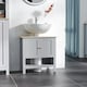 image 7 of kleankin Bathroom Under Sink Cabinet with Adjustable Shelf, White, Grey White | White, Grey